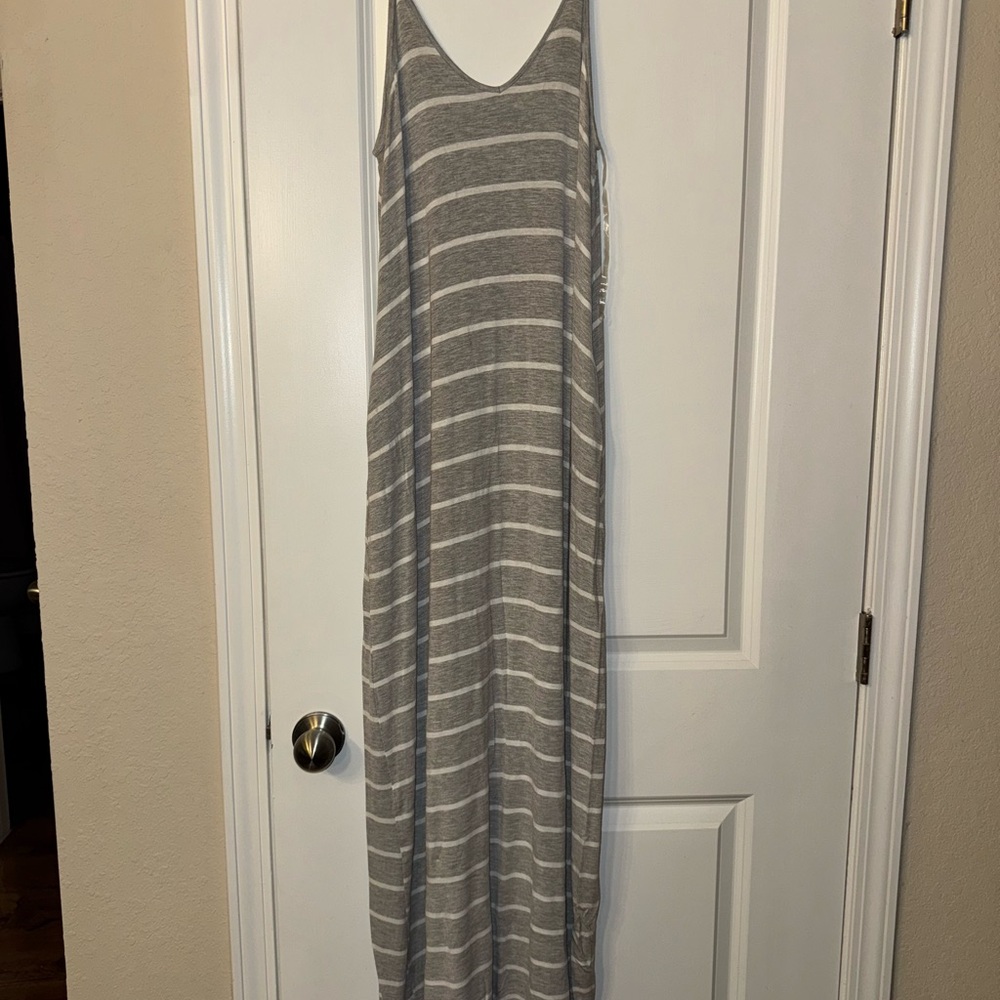 Gray Striped Maxi Dress